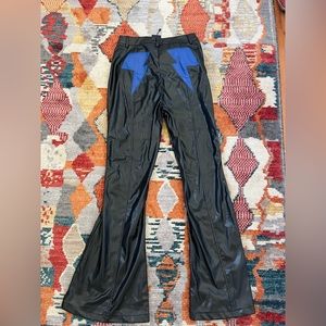Faux Leather Lightening Bolt Bum Flare Pants
